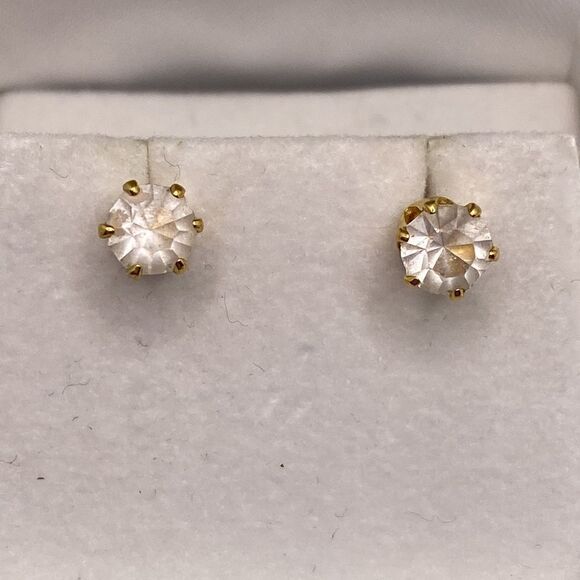 💛 Vintage Gold Plated Monet Crystal Earrings - Picture 2 of 4